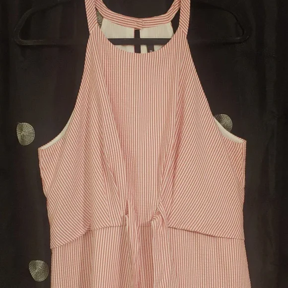 Sugar + Lips Jumpsuit size XL Red or Dark Pink and White Stripes - Picture 12 of 16